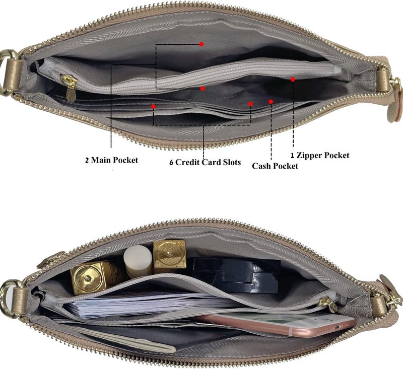 Beurlike Leather Wristlet Wallet Clutch Purses For Women Small Crossbody Phone Bags - Image 5
